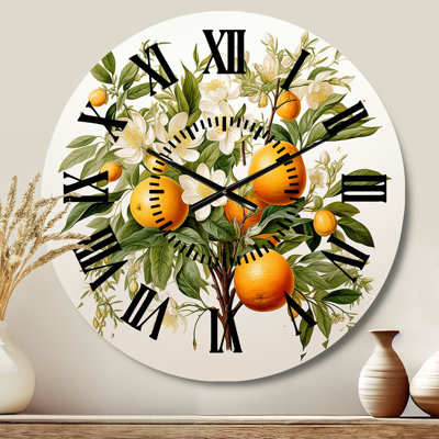Orange Tree - Fruits Black Face Wall Clock