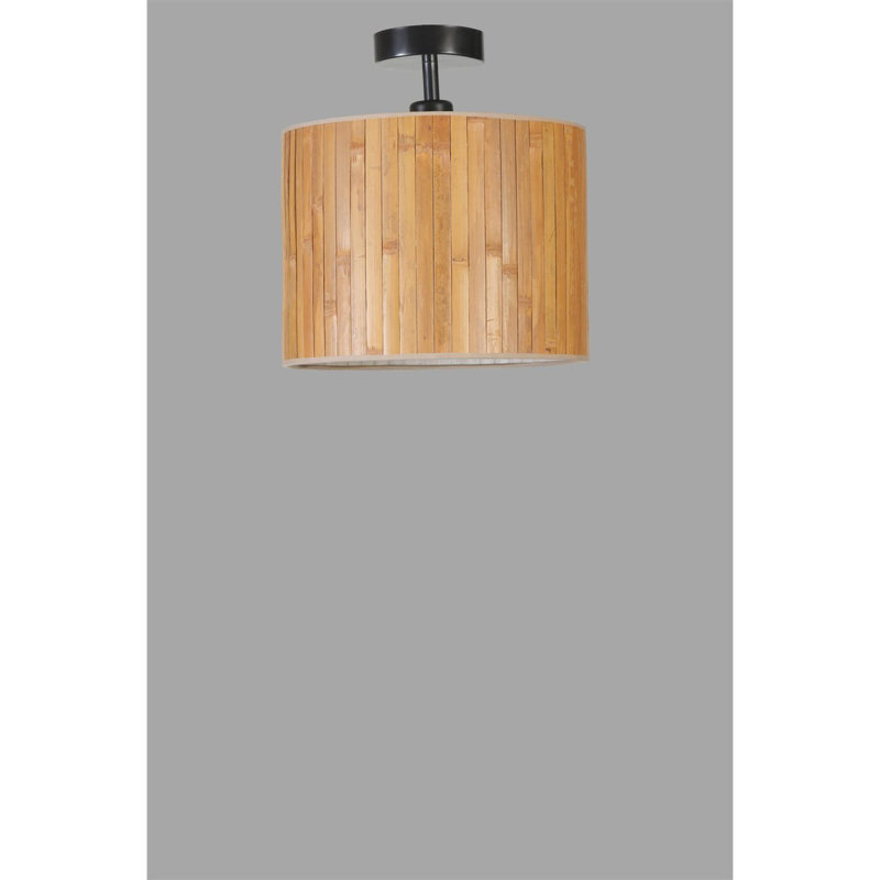 Chandle Flush Mount, Black/Wooden