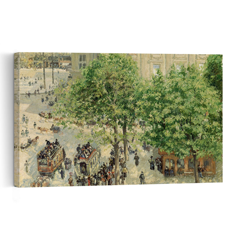 Place du Théâtre-Français, Printemps 1898. Estampe d'art mural impressionniste abstraite contemporaine représentant un arbre et une architecture.