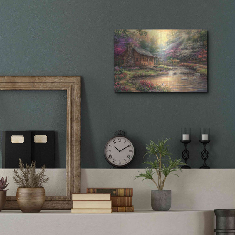 «Lark Manor» «Brookside Retreat» par Chuck Pinson, art mural en métal, H 12 po x l 16 po