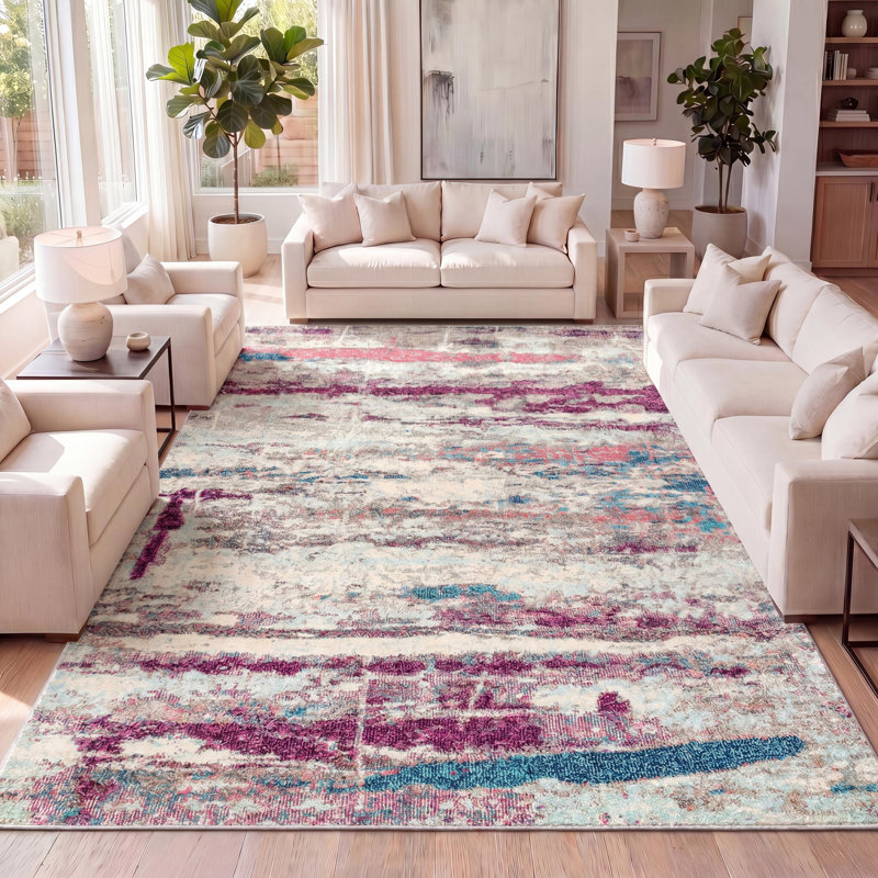 Tapis crème / rose Lasley, Rectangle 4pi x 6 pi