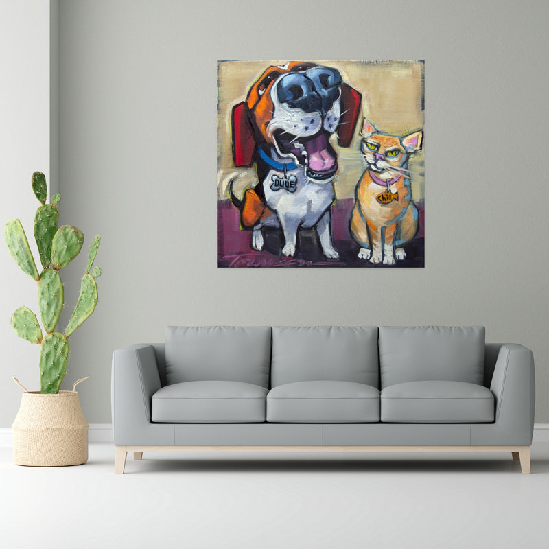 Art de chien contemporain Dude Chill, H 48 po x l 48 po