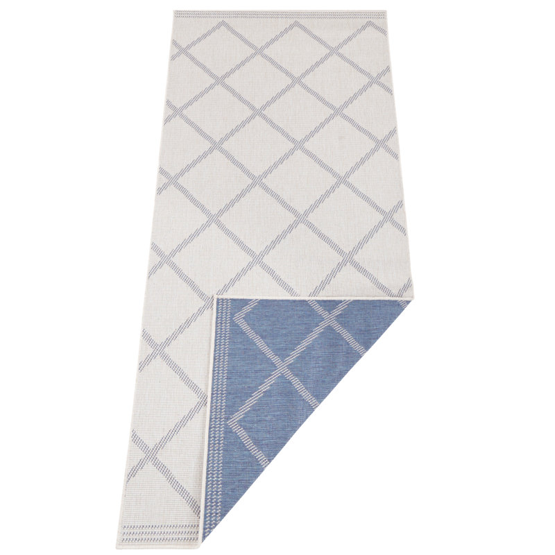 Cebu Flatweave Blue Rug, Runner 80 x 350cm