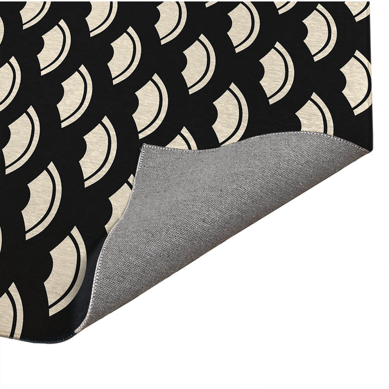 Tapis de cuisine japonais, Gris anthracite minuit, Rectangulaire 2 pi x 3 pi