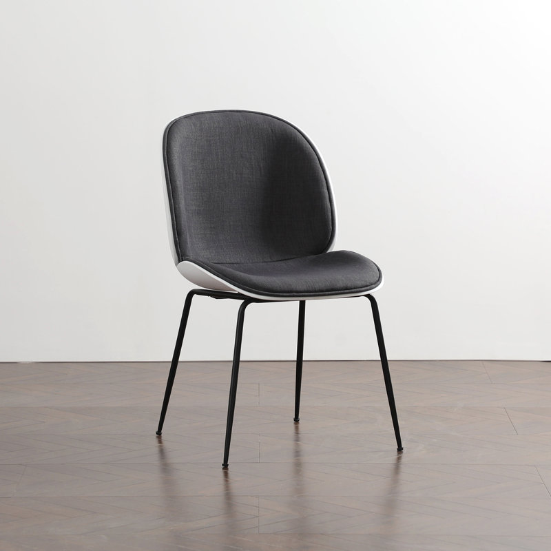 17.5'' H Velvet Upholstered Side Chair, White/Gray