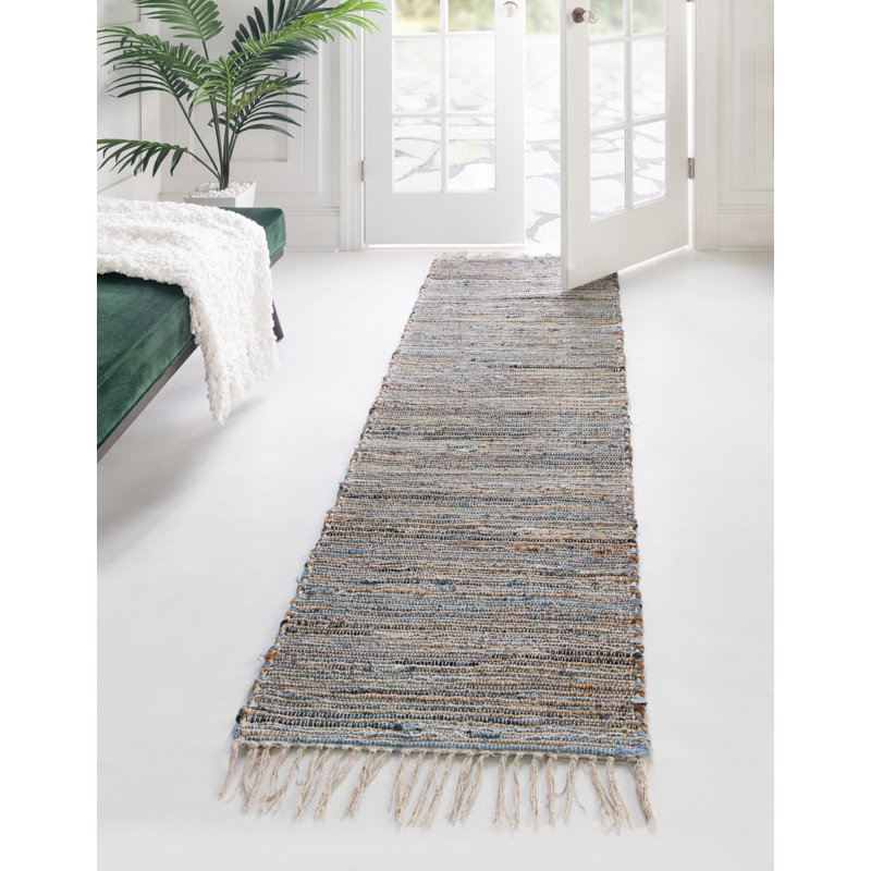 Holly-Rose Cotton Striped Indoor Rug, Table Runner 1'2" x 8'