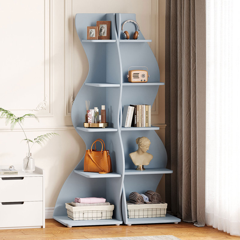 Bibliothèque de coin à 5 niveaux, Bleu, 2