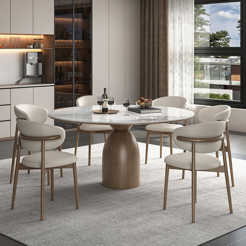 Light luxury simple round dining table sets, 29.5"H x 53.1"L x 53.1"W