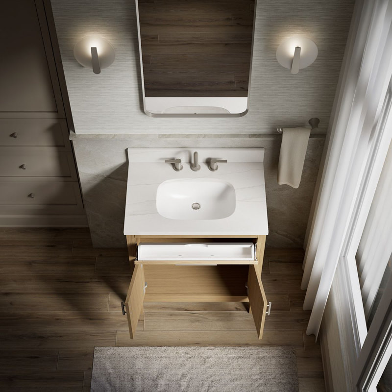 31" Single Bathroom Vanity Set, White, Light Oak, 31"