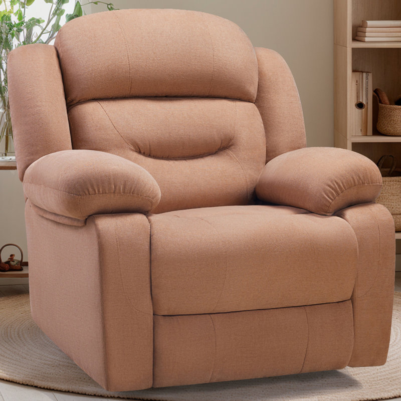 Fauteuil inclinable manuel en tissu avec accoudoirs et dossier rembourrés, canapé de salon doux pour le salon, Brun