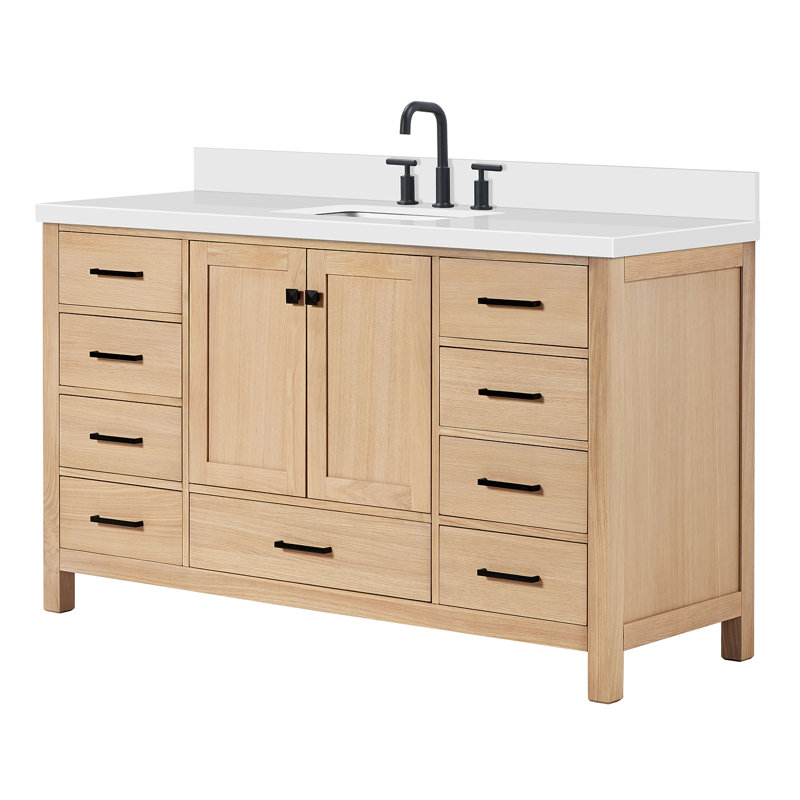 Cambridge 61'' W Single Vanity, Oak, Rectangular