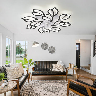 35'' Modern Ceiling Fans with Lights and Remote, Dimmable, 6 Speed, Reversible, Timing, Low Profile Ceiling Fan for Living Room