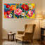Plantes et fleurs, bouquet floral éclatant avec roses et marguerites, ensemble de 3 impressions sur toile-1781817564