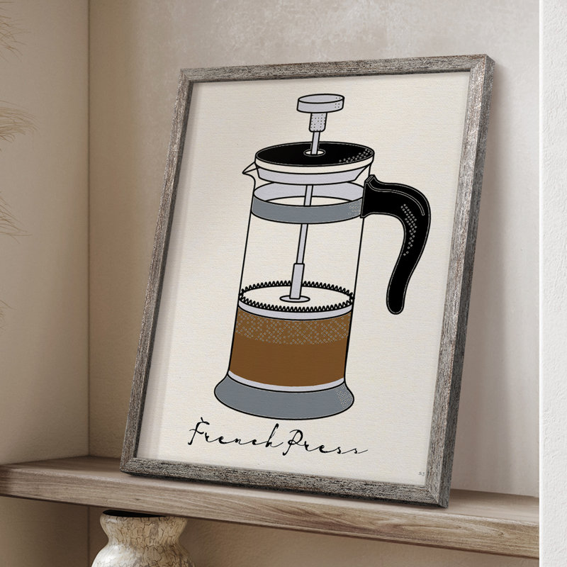 «French Press», reproduction encadrée en bois massif
