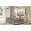 Lit plateforme double avec tête de lit tapissier, lit gigogne simple et 3 tiroirs, cadre de lit à baldaquin princesse pour enfants, rangement et assemblage facile-1006134889
