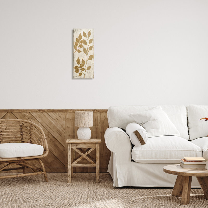  Art mural sur toile avec feuilles naturelles par Michael Marcon, H 24 po x l 10 po