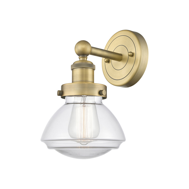 Almarosa Steel Armed Sconce, Clear, Brushed Brass