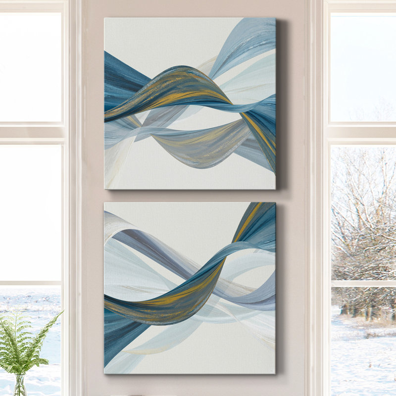 " Changing Currents I " 2 - Pieces, 24" H x 48" W x 1" D, Wrapped Canvas