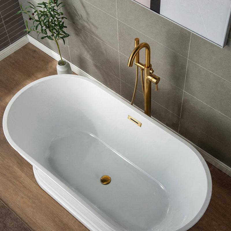 Vital 1 Handle Bathroom Freestanding Tub Filler with Diverter, Bushed Gold