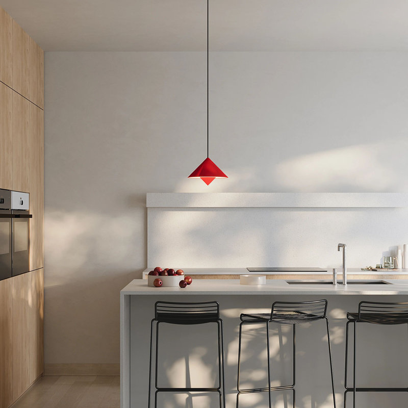 Jai Pendant Light, 14'' H x 9.84'' W x 9.84'' D, Poppy, Black
