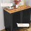 Armoire avec porte grillagée à lattes rayées, armoire de style moderne, panneau de fibres à densité moyenne de haute qualité et pieds en métal