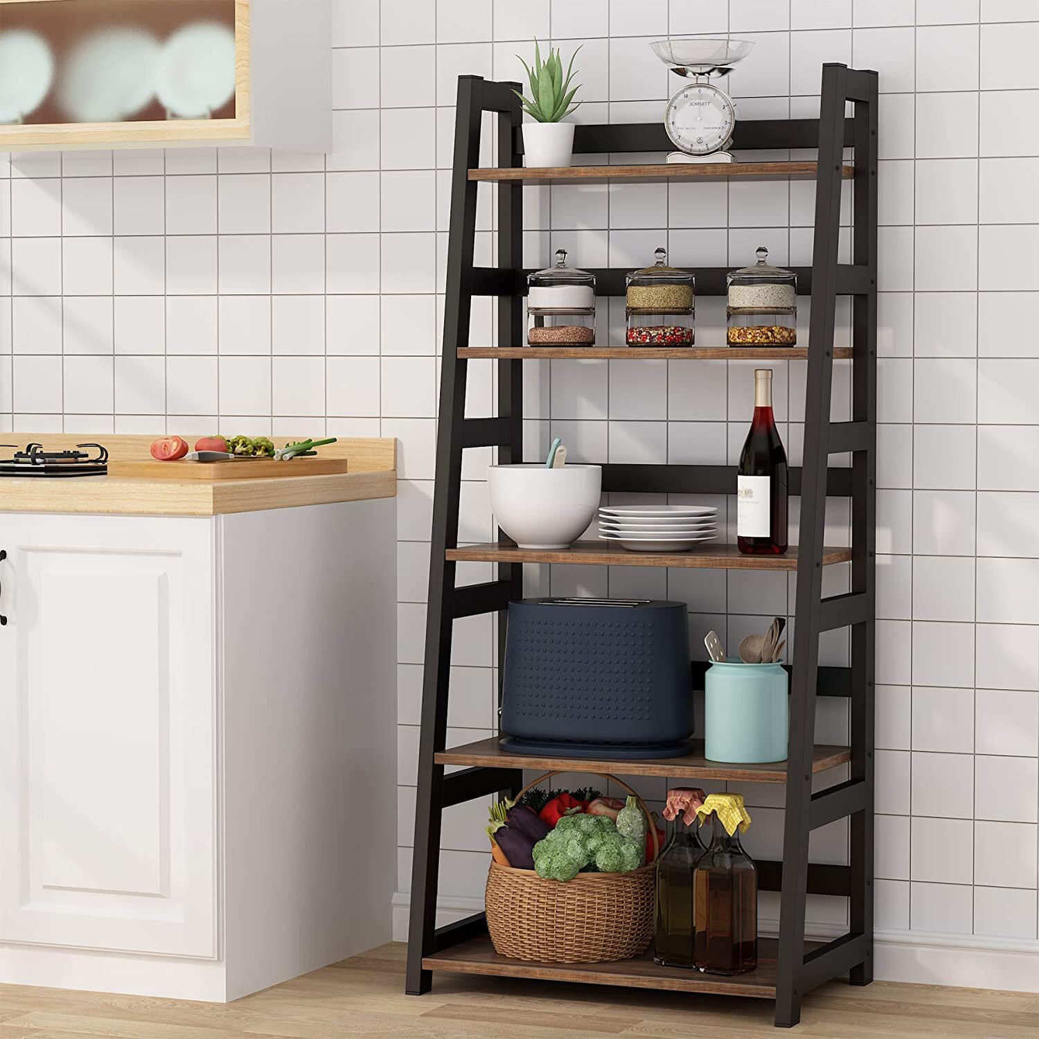 Ambyr 17'' W x 55'' H x 11'' D Free-Standing Bathroom Shelves