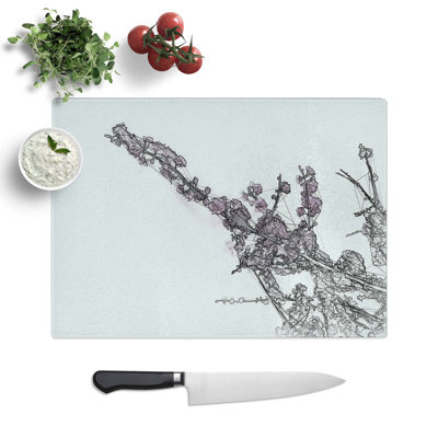 Tempered Glass Cherry Blossom Tree Chopping Board