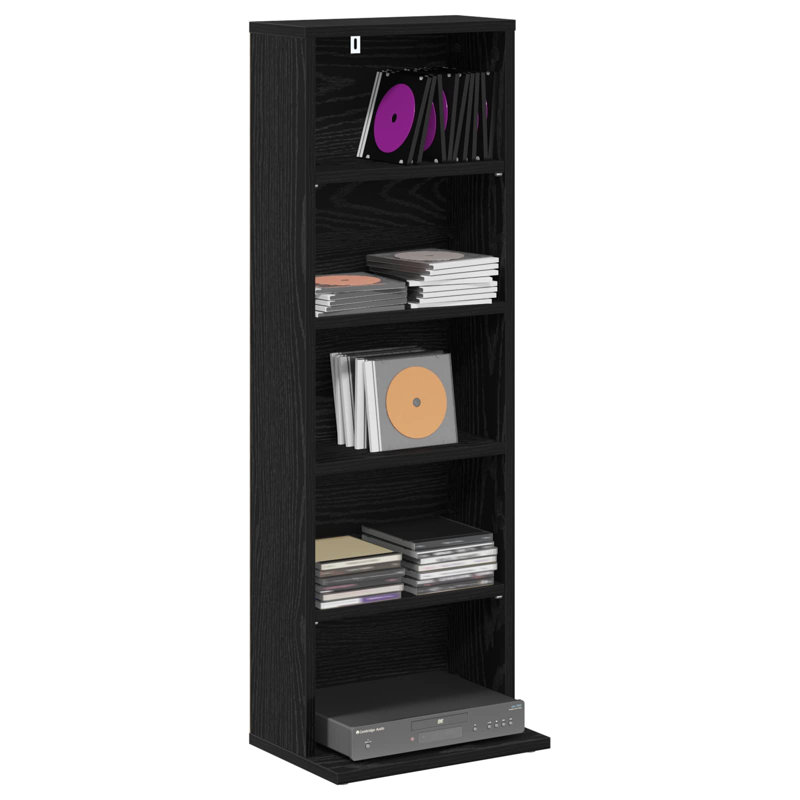 97.5 cm H Media Shelves, Black Oak