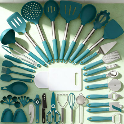 43-Piece Silicone Kitchen Utensil Set For Nonstick Cookware, Heat Resistant Cooking Tools With Stainless Steel Core, BPA Free Kitchen Accessories Set