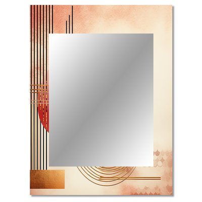 Red Blood Moon Abstract Vintage Watercolor III - Geometric Mirror, Pink Unique Wall Mirror, Printed Metal Art