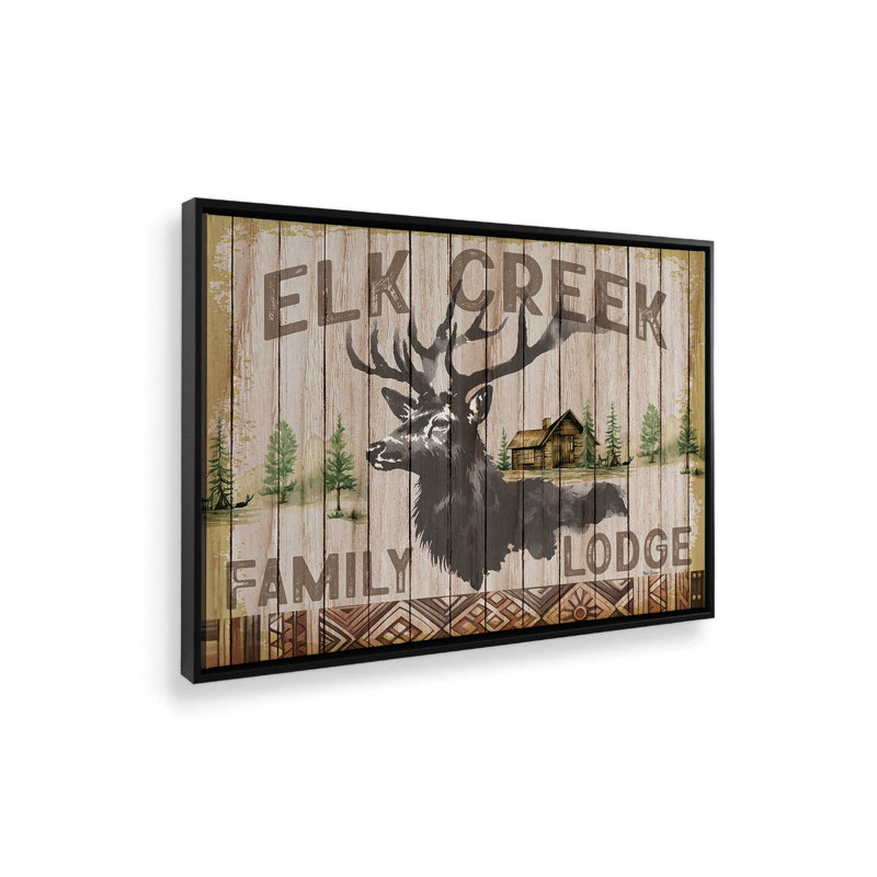 «Elk Creek Family Lodge» par Nicole DeCamp, reproduction d'art, Toile avec cadre, Noir, L 24 po x H 18 po