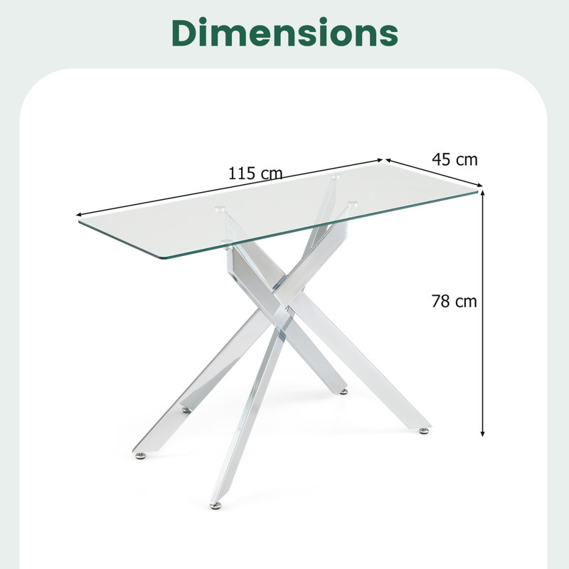 115cm Glass Top Console Table, Silver