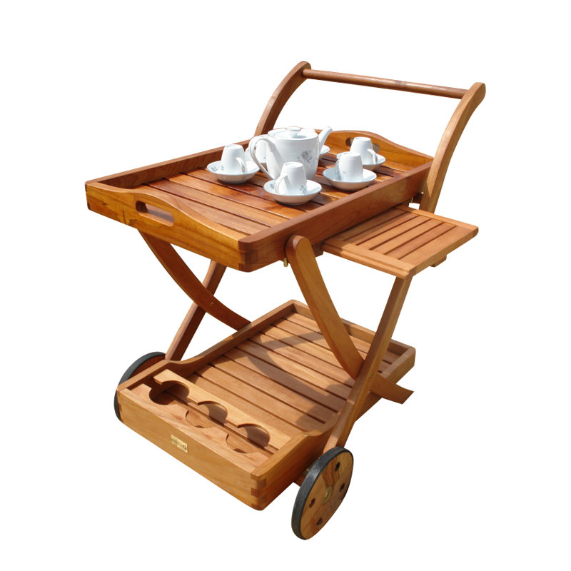 Afrin Dakota Fields Bar Cart with Solid Wood Outer Material