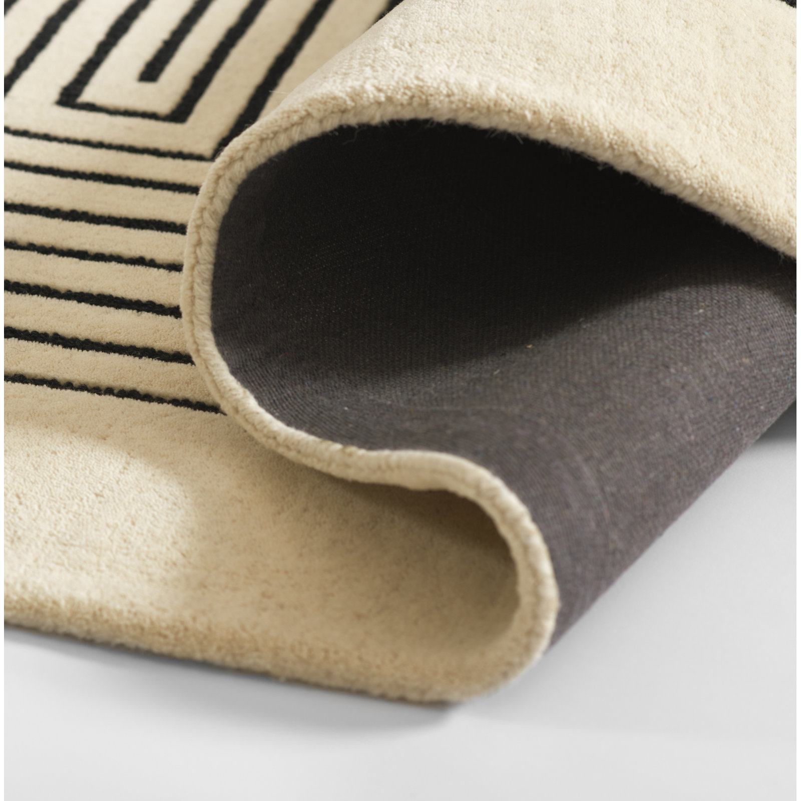 Orlie Hand Tufted Wool Brown Rug, Runner 2'6" x 8', Black Beige