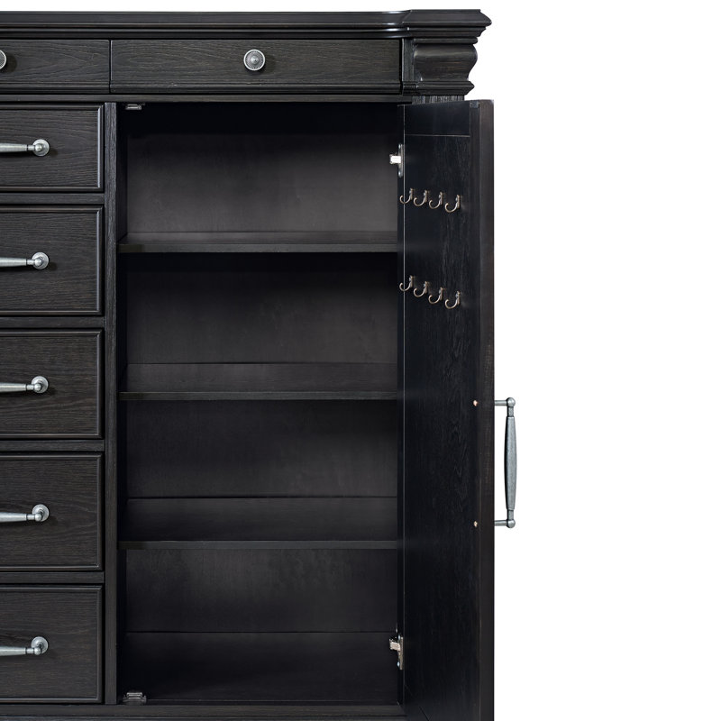  Commode noire à 1 porte et 7 tiroirs Paterson