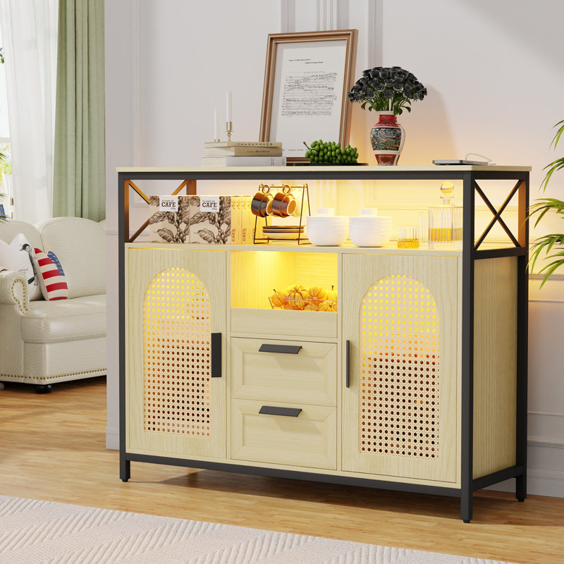 Buffet Anquetta 40 "RVB avec station de charge sans fil, Blanc