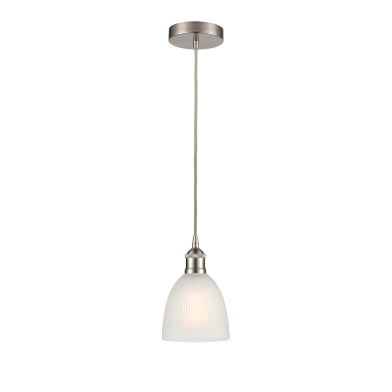 Philomene 1 - Light Single Pendant, White, Brushed Satin Nickel