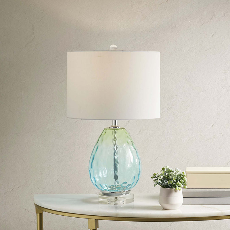 Lampe de table en verre Ombre, Bleu