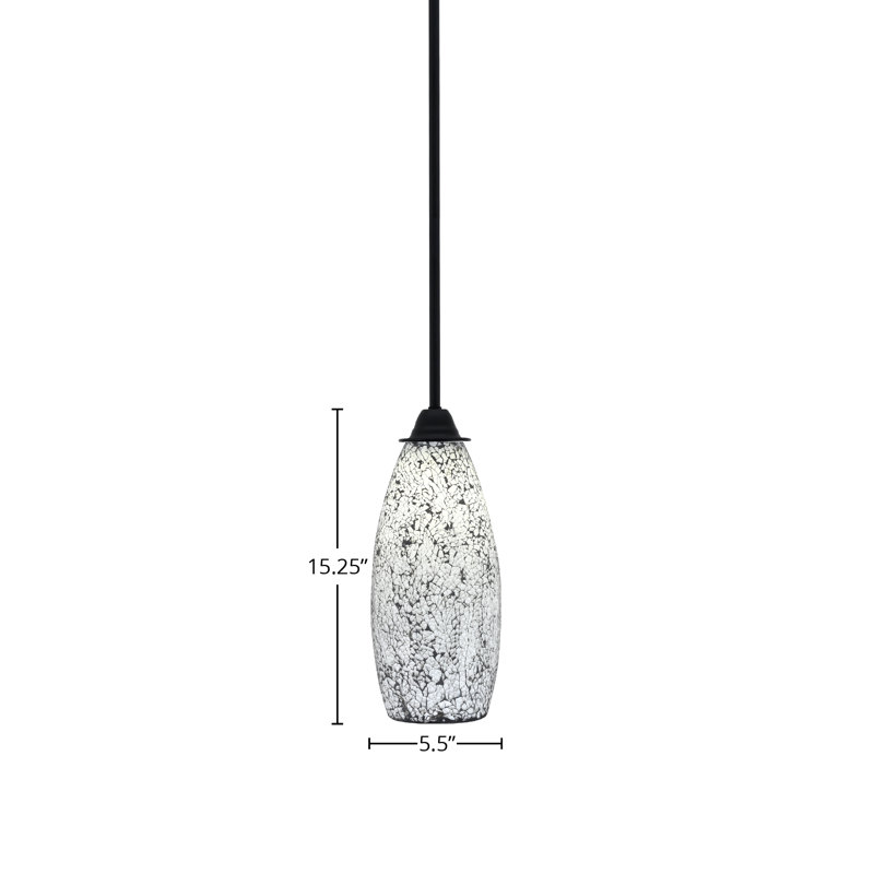 Luminaire suspendu en acier inoxydable, Noir / blanc, Noir mat, H 15,25 po x l 15,5 po x P 5,5 po