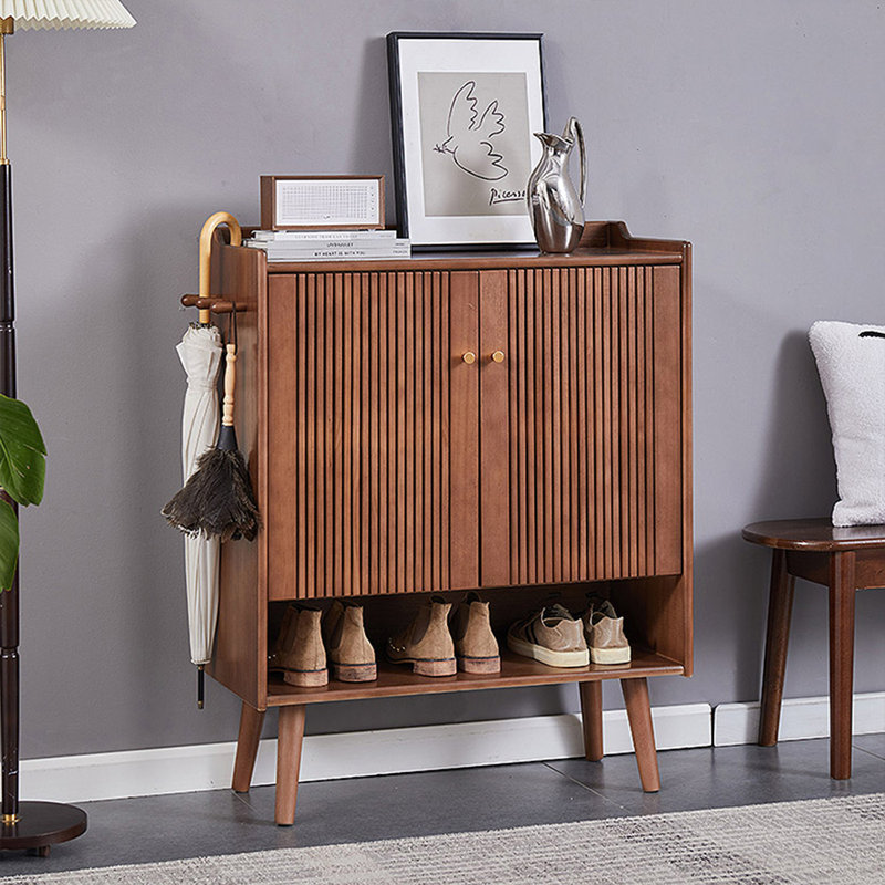 Rangement pour chaussures en bois manufacturé moderne brun-noisette