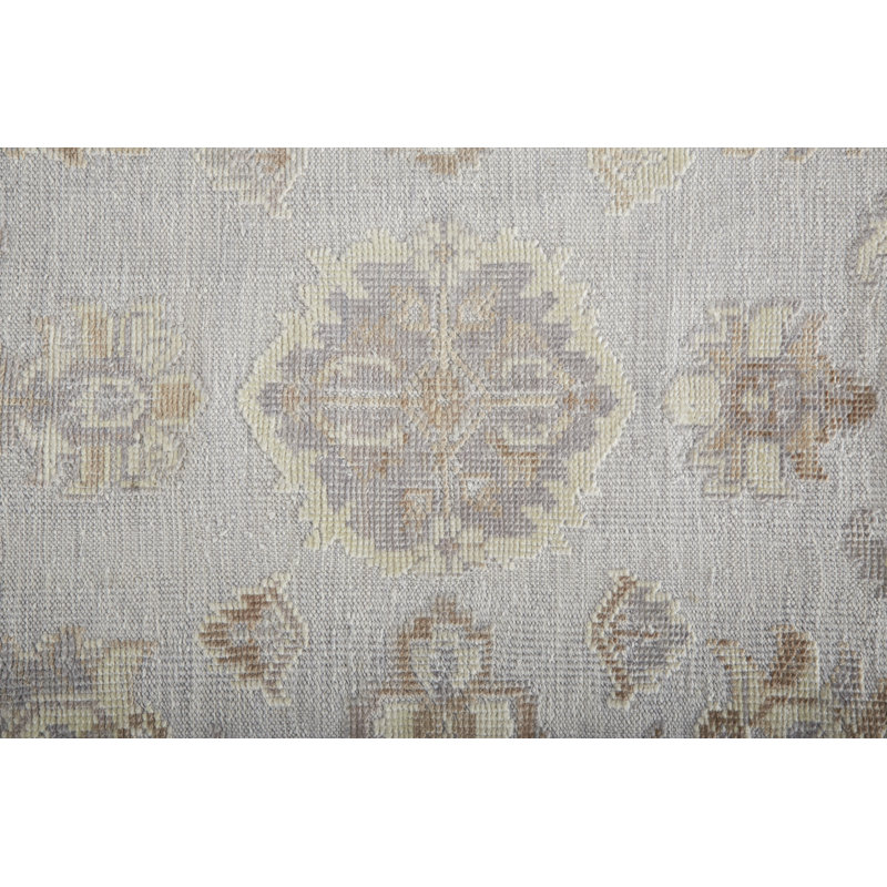 Wendover Hand Knotted Oriental Area Rug in Gray, Rectangle 8' x 10'