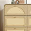 Commode 9 tiroirs avec façade en rotin, commode et armoire de rangement moderne