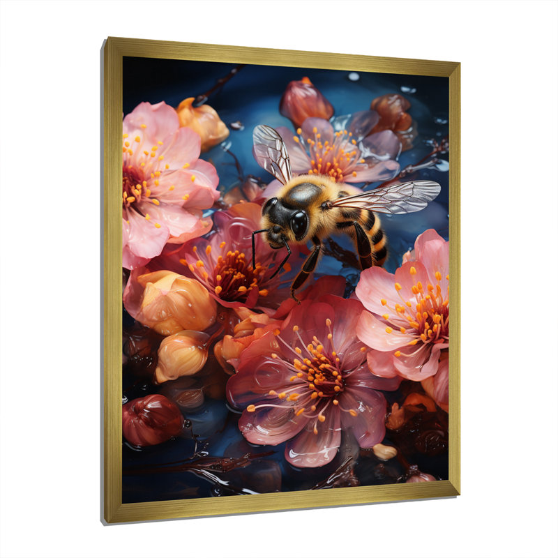 «Colorful Bee V», reproduction sur toile, H 32 po x l 24 po x P 1 po, Cadre doré à une seule photo