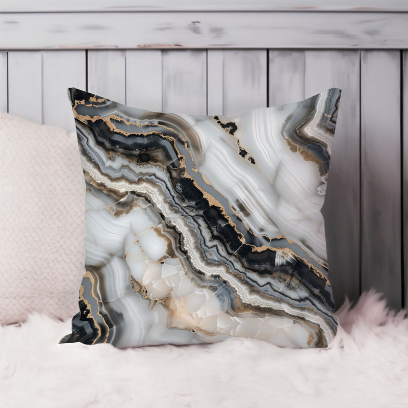 Abstract Gray Marble Geode Pattern XI Modern, 16"H x 16"W
