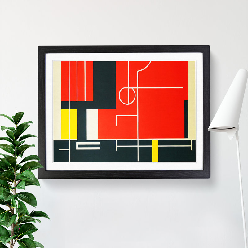 Bauhaus Art Abstract - Single Picture Frame Print, 46cm H x 64cm W x 2cm D, Black