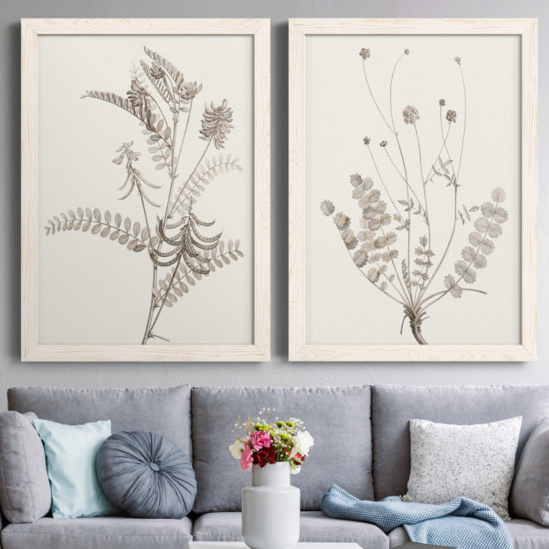 «Neutral Botanical Study VIIP», reproduction d'art encadrée - prête à être accrochée, H 31,5 po x l 47 po x P 1,5 po