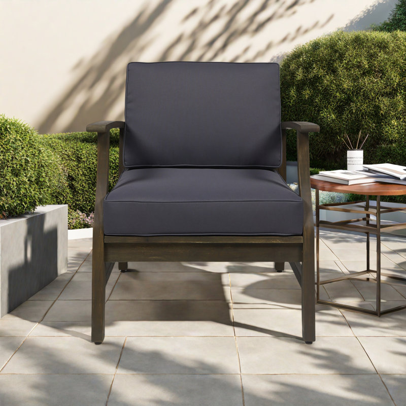 CHAISE CLUB, Noyer, Gris foncé