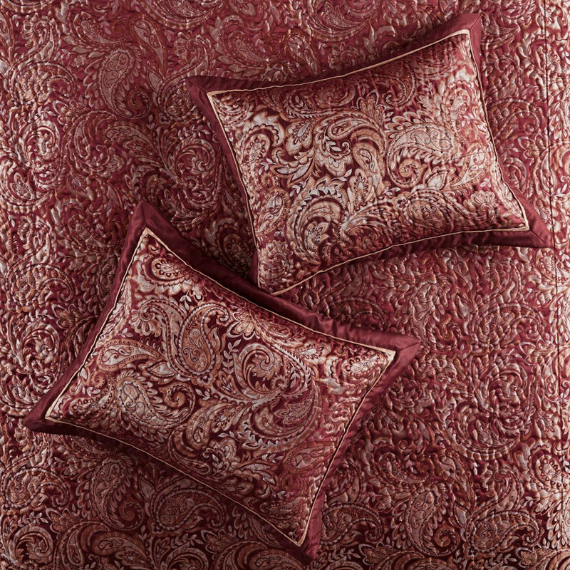 Ensemble de couvre-lit Thornton, Couvre-lit très grand + 4 pièces supplémentaire, Bourgogne