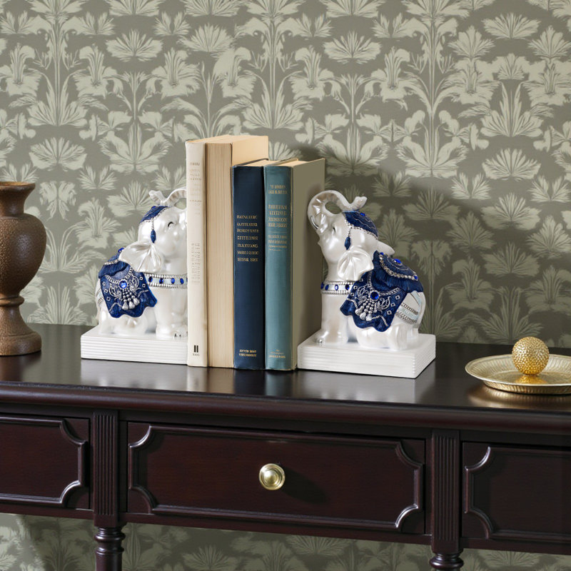 Cute Elephant Book Ends For Shelves, Blue