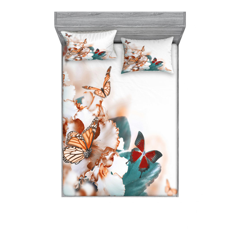 Ensemble de draps à papillons, Ensemble de drap pour grand lit avec drap-housse